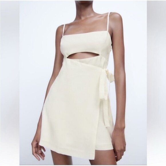 ZARA Women’s LINEN BLEND CUT OUT JUMPSUIT DRESS Size M New - Picture 1 of 15